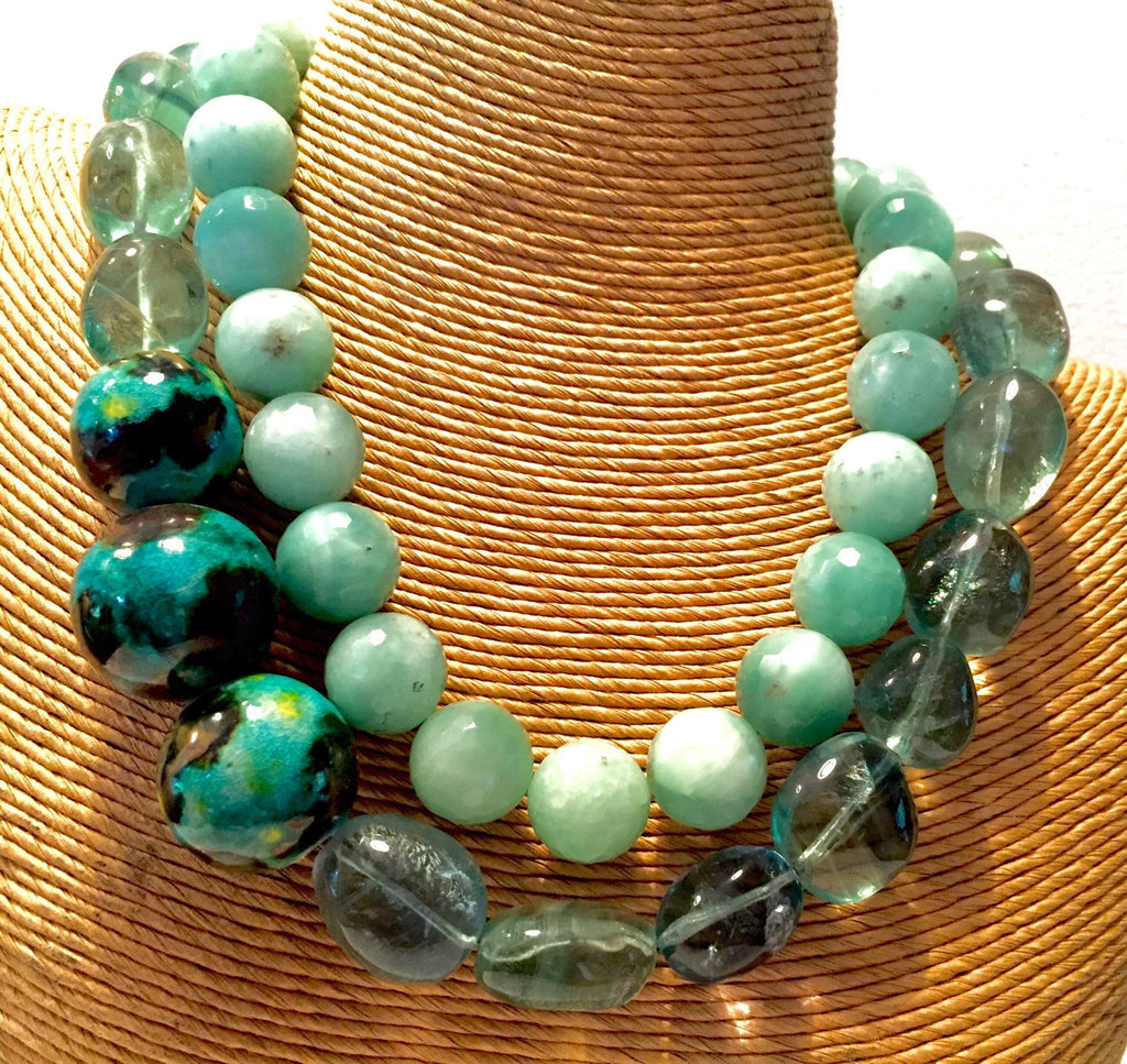 The "Caribbean Blues". 2 Necklaces nestled together - jody dove style
