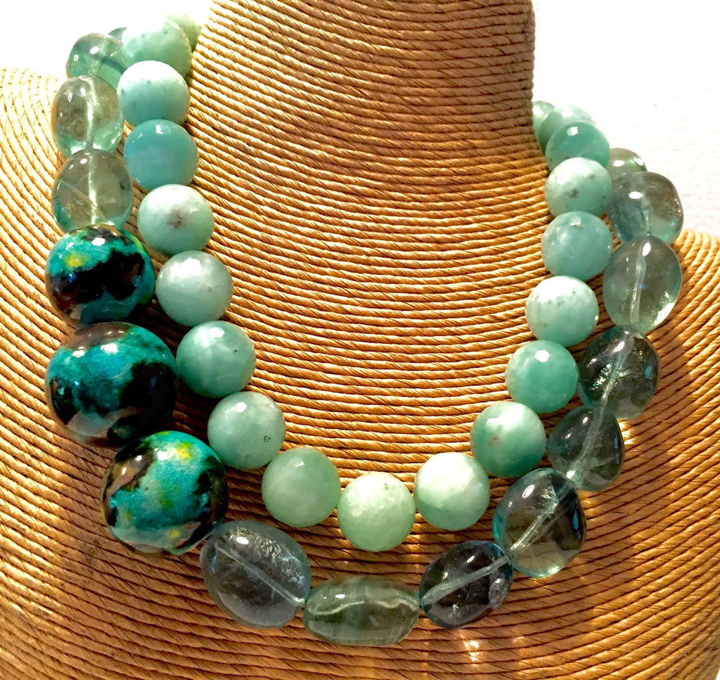 The "Caribbean Blues". 2 Necklaces nestled together - jody dove style