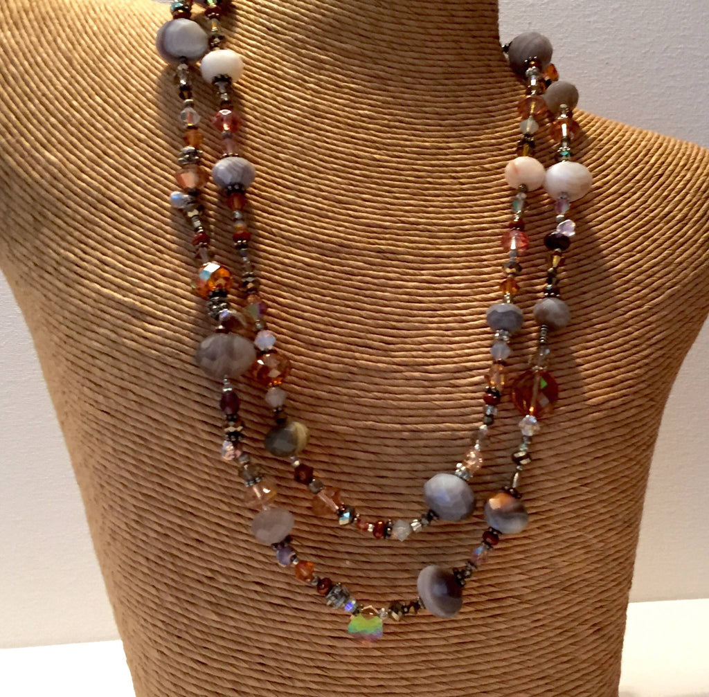 The "Agate And Crystal" necklace suite- 2 piece set - jody dove style