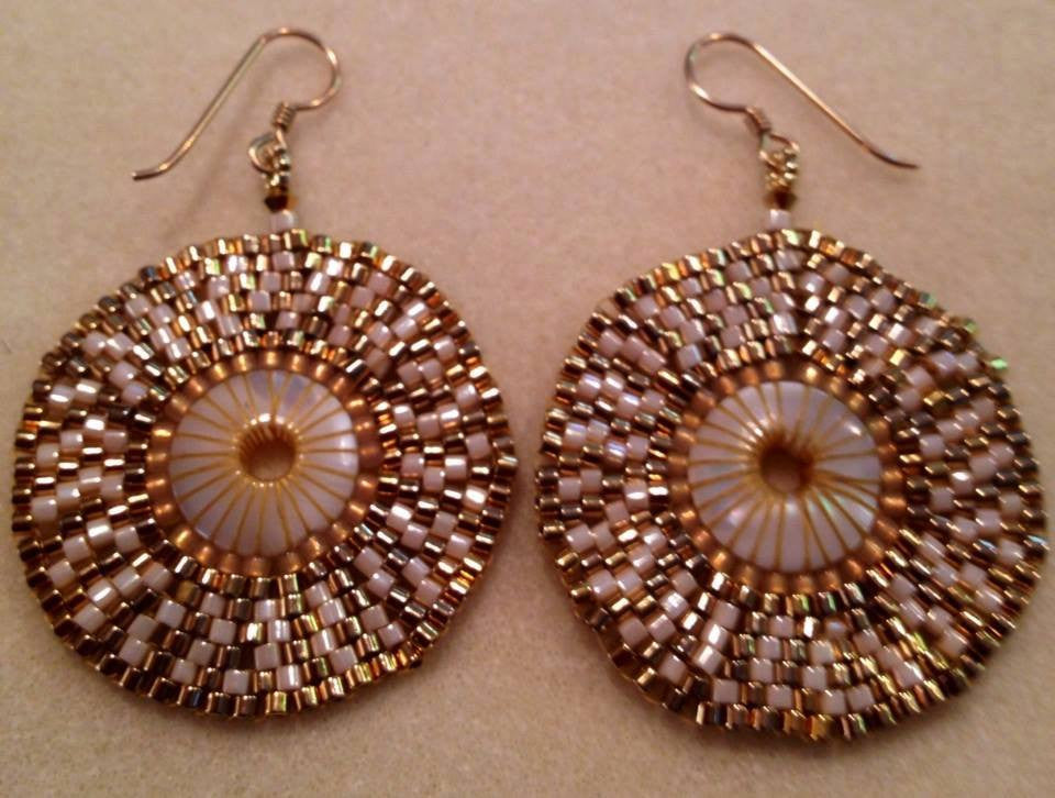 Boho Earrings- gold border - jody dove style