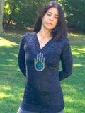 THE HAND AND...Long Sleeve Burnout Hoodie with Crystals - jody dove style
 - 5