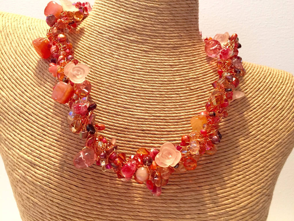 The Torsade necklace- roses - jody dove style
