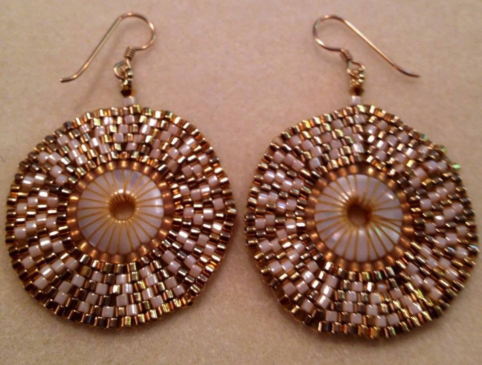 Boho Earrings- gold border - jody dove style
