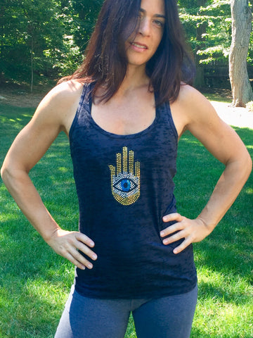 THE HAND AND...burnout racerback tank tops