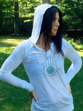 THE HAND AND...Long Sleeve Burnout Hoodie with Crystals - jody dove style
 - 4
